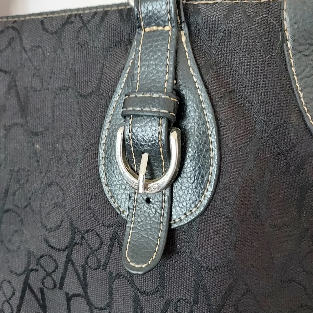 New York & Company Black NY Logo Tote Bag Purse Classic Chic Roomy